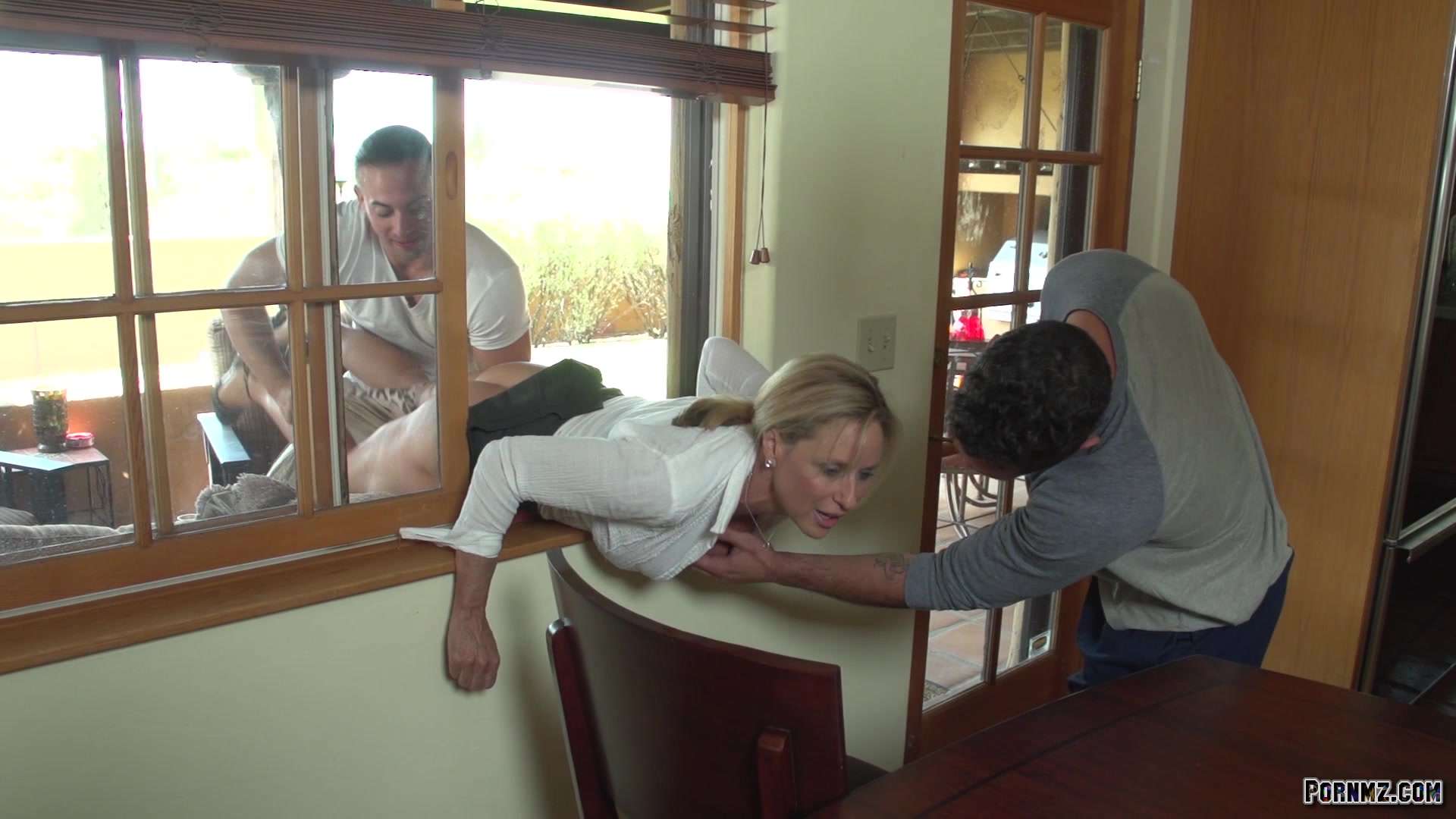 Stepson threesome with stuck mom